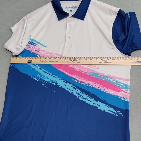 Chubbies Golf Performance Polo Shirt Mens Large Short Sleeve Abstract Colorful - Picture 7 of 11